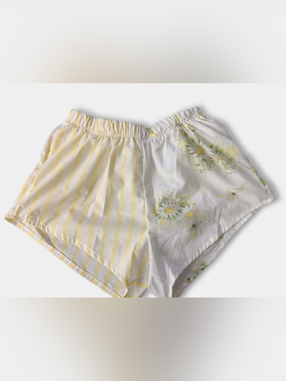 Yellow Floral & Stripe Daisy Duke Shorts